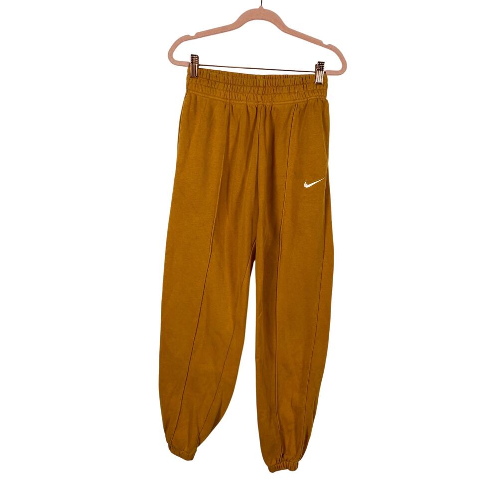 Nike Women Marigold Yellow Sweatpants Elastic Waist Pockets Size XS